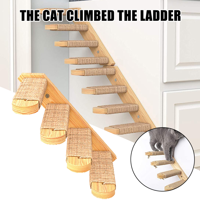 Cat Climbing Shelf Wooden Wall Mounted Cat Activity Wall Shelves with