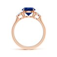 thumbnail image 2 of ANGARA Lab Grown 2.2 Ct Blue Sapphire & Diamond 3 Stone Engagement Ring for Women in 14K Rose Gold (Size-8mm) | September Birthstone, Anniversary Jewelry Gift for Women | Lab-Grown Blue Sapphire Ring, 2 of 8