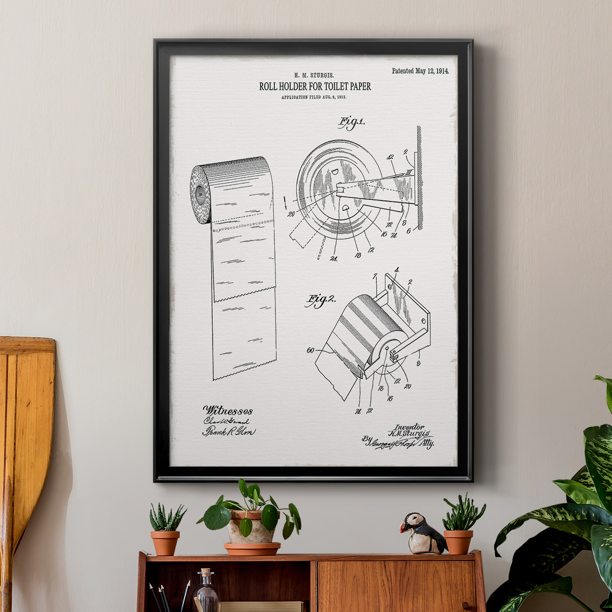 Toilet Paper Patent III Premium Classic Framed Print - Ready to Hang