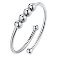 thumbnail image 1 of Stainless Steel Double Layer Rotatable Round Bead Ring Anxiety Relief Open Ring, 1 of 5