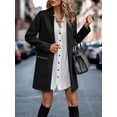 thumbnail image 3 of NAYTOAO Women Stand Collar Mid Length Open Coat with Zipper Pockets, 3 of 6