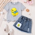 thumbnail image 2 of Toddler Girl Summer Clothes Outfit For 4-5 Years Girls Set Cute Cartoon Printed Short Sleeve Top Skirt Two Piece Set E Children's Day Gift 2PCS Set, 2 of 3