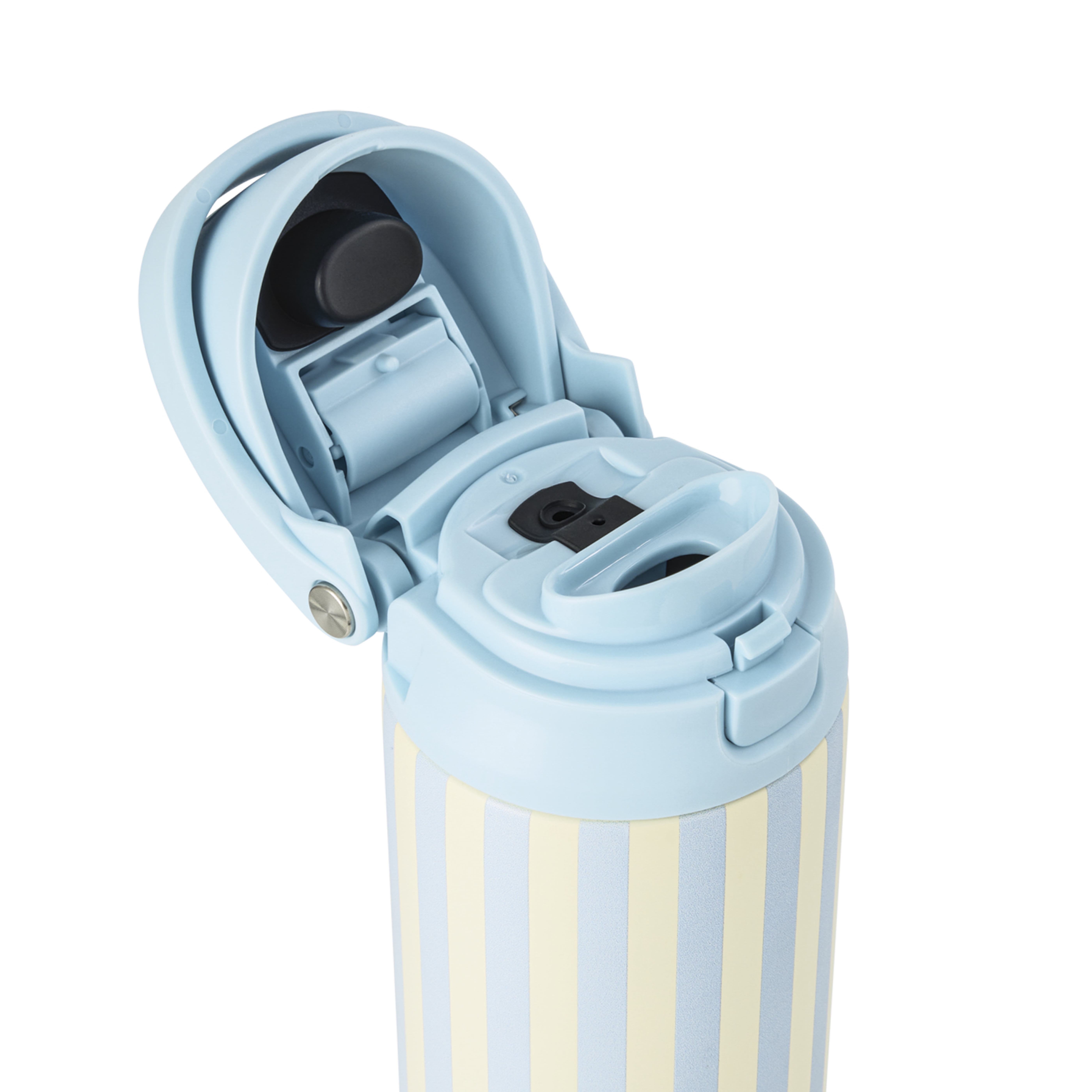TAL 24oz Stainless Steel 2-in-1 Straw and Chug Water Bottle with Push Lid, Light Blue Stripes