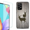 thumbnail image 1 of Slim-Fit Flexible TPU Gel Phone Case (black) for Samsung Galaxy A52 5G, with Tempered Glass Screen Protector, by OneToughShield ® - Wood/Deer, 1 of 3