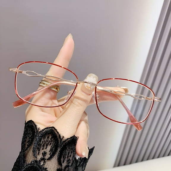 XIRQI 2026 New Women Rectangular Blue Light Blocking Reading Glasses 2.00 Men Metal Red Presbyopic Glasses Readers 2.0 for Reading,Computer,Office,Travel,Home