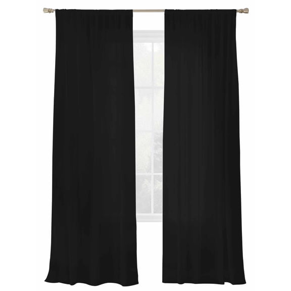 Black Solid Sheer Curtains 2 Panels Set Color Sheer Window Curtains Light Filtering Rod Pocket Voile Drapes for Bedroom Living Room 52"X96"