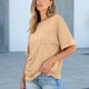 thumbnail image 4 of Camisetas de talla grande,Blusa informal de manga corta para mujer, cuello redondo, bolsillo, mezcla de poliéster y elastano, ajuste suave y cómodo, ideal para uso diario en casa, sopatenor, 4 of 8