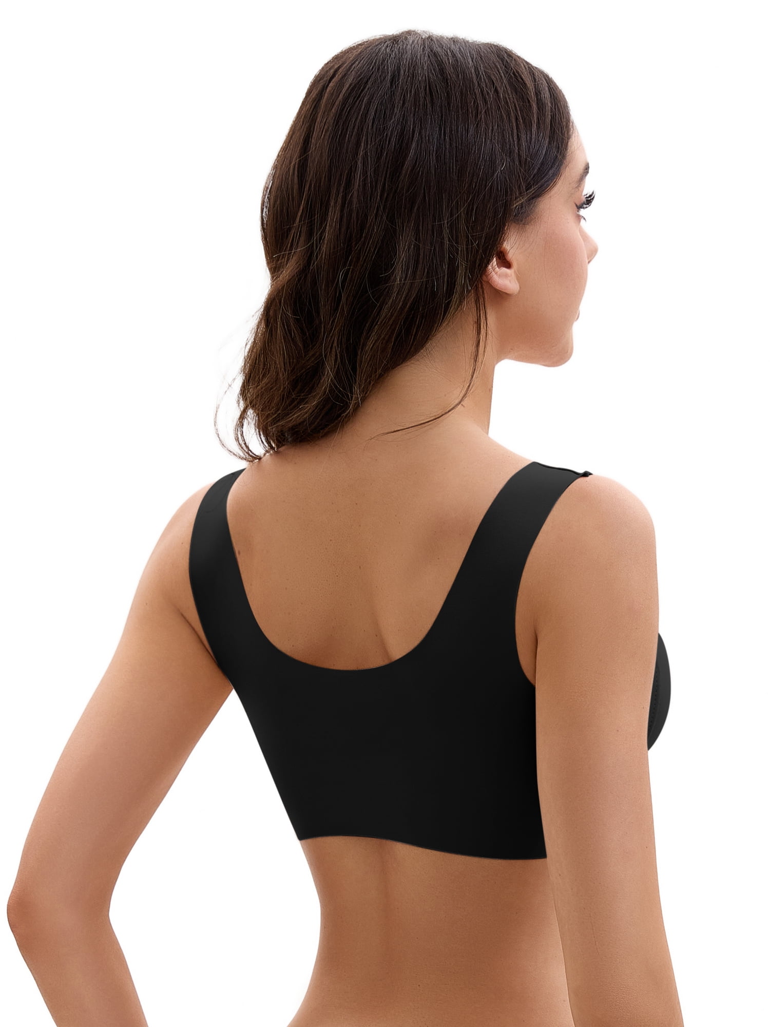 Unique Bargains Women's Front Closure Push Up Wirefree Tank Bras D 44 Black