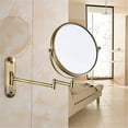 thumbnail image 4 of Wall Mounted Makeup Mirror, Double Sided 360 Swivel Vanity Mirror with 1X/10X Magnification, Extendable Shaving Mirrors for Bathroom,Bronze, 4 of 7