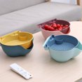 thumbnail image 3 of PP Colander Portátil Doble Capa Caja de seguridad Cocina Cocina Drenaje Cesta Fruta Lavado Accesorios Accesorios con soporte de teléfono claro azul Yuarrent HA011948-02, 3 of 7