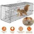 thumbnail image 3 of Humane Animal Cage Trap - Collapsible Galvanized Steel Live Cage Trap for Raccoons, Groundhogs & Stray Cats, 24"x8"x7", Indoor/Outdoor Use (Catch & Release), 3 of 7