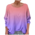 thumbnail image 3 of WRKEKC T-Shirts à Manches Longues pour Femmes, Chemises à Manches Longues pour Femmes, T-shirt Tendance Confortable à Manches Longues à Col Rond Dégradé Imprimé pour Femmes Grande Taille, 3 of 6