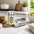 thumbnail image 5 of Adjustable Salt And Pepper Shakers Set, Stainless Steel Glass Spice Dispensers with Pour Holes for Coarse Sugar And Herbs, Home Kitchen Seasoning Storage Containers, 1X Seasoning Jar, 5 of 7