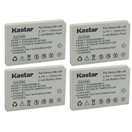 Kastar Battery 4-Pack Replacement for Sanyo DB-L40 DB-L40AU Battery Sanyo Xacti DMX-HD800 Xacti VPC-HD1 Xacti VPC-HD1A Xacti VPC-HD2 Xacti VPC-HD2A Xacti VPC-HD700 Xacti VPC-HD800 Camera