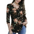 thumbnail image 2 of GingDin Womens Plus Size Shirts V Neck 3/4 Sleeve Shirts Business Casual Tops Loose Work Blouses, 2 of 7