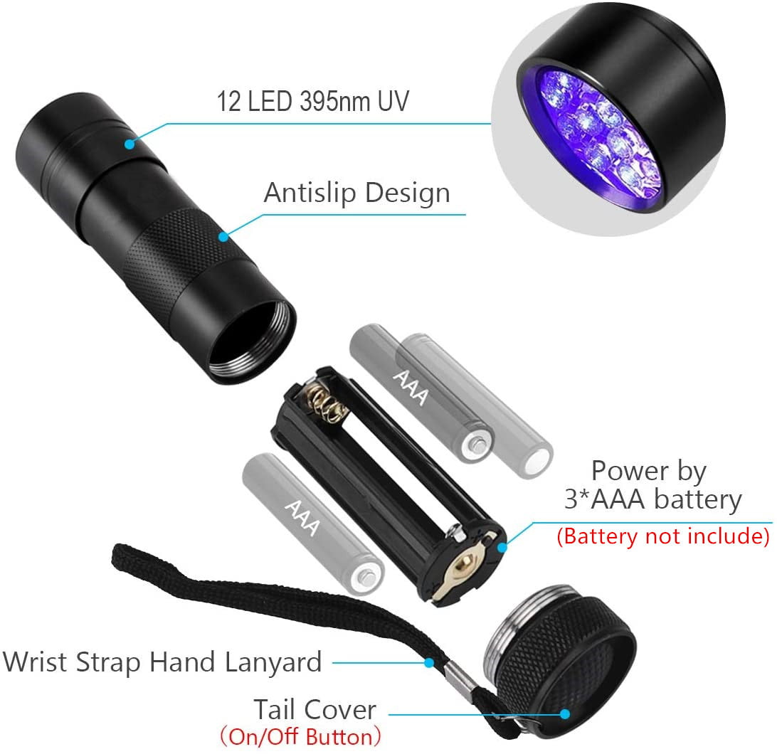 2000Lumen High Power White And UV Flashlight, USB-C Rechargeable Blacklight  Flashlight, Blood Tracking Pet Cat Dog Urine Detection Light, Tactical Tor