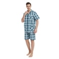 thumbnail image 2 of Men Cotton Pajama Shorts For Men Lightweight Plaid Soft Nightwear Short Sleeves PJS With Pockets, 2 of 4