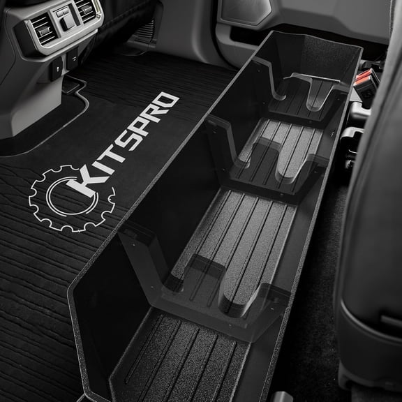 KitsPro Rear Truck Underseat Storage Box, Fit 2017-2026 Ford F-250 F-350 Super Duty and 2015-2026 Ford F-150 SuperCrew Crew Cab Heavy Duty Rear Under Back Seat Box Organizer, Anti Slip