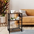 thumbnail image 4 of Fionafurn 3 Tier Industrial Shelf Set of 2, Wood Bookcase Organizer with Metal Frame，Brown, 4 of 8