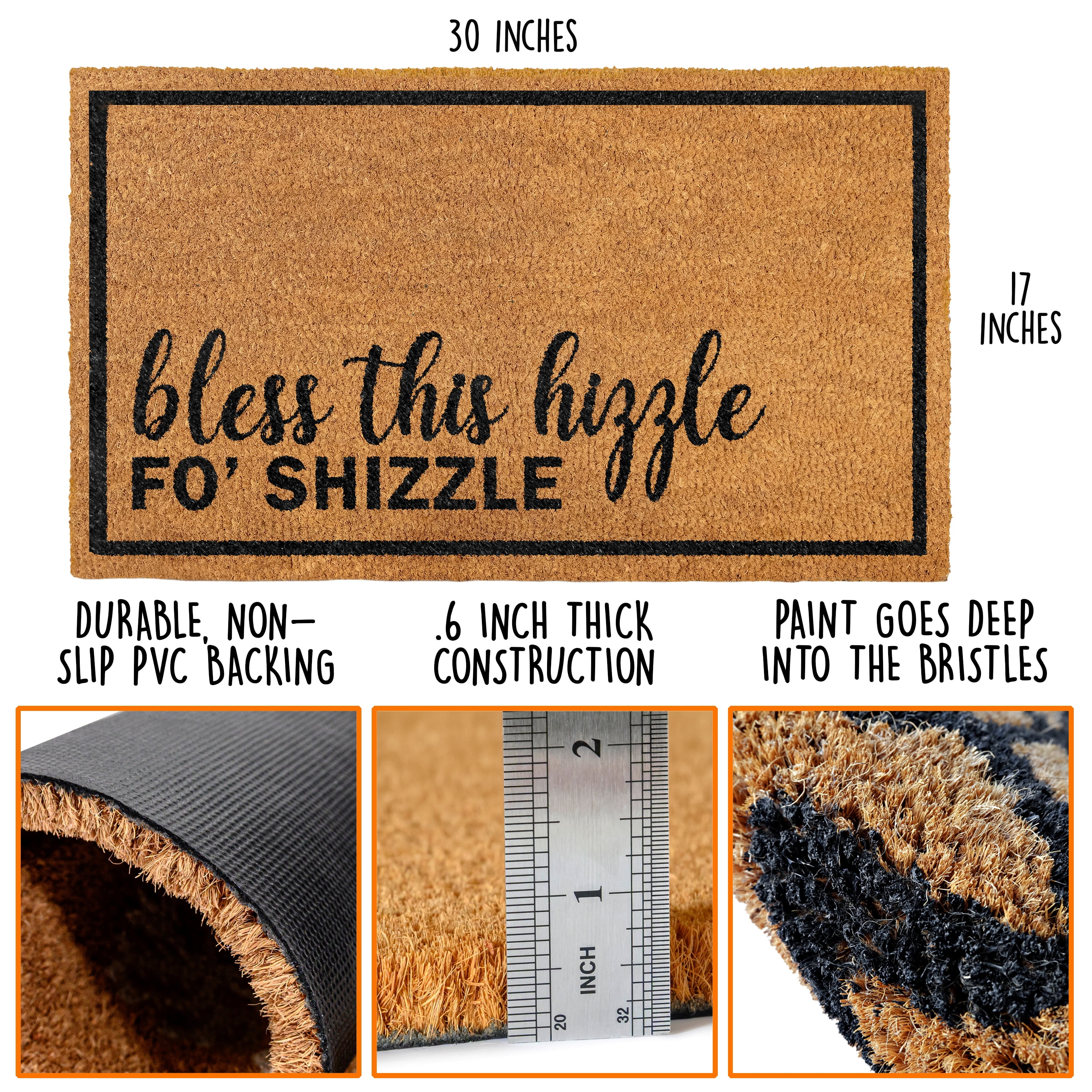 MAINEVENT Bless This Hizzle Fo Shizzle Doormat 30x17 Inch, Outdoor Welcome Mat for Outside