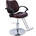 thumbnail image 2 of Height Adjustable Hair Stylist All Purpose Barber Chair with Armrest for Barbershop, Heavy Duty Hydraulic PU Leather Salon Chair, Shampoo Reclining with Footrest, Brown, 2 of 8