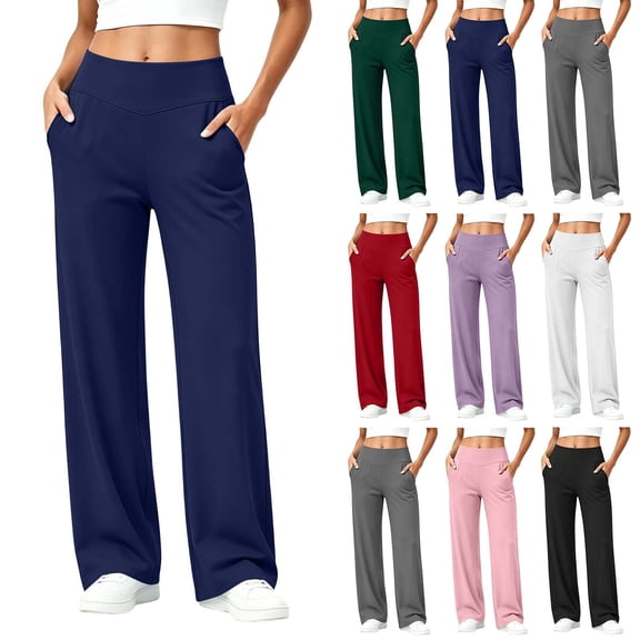 Ovbmpzd Straight-Leg Womans Yoga Pants Ladies Petite Navy Leggings Long Mid Waist Casual Leggings,S