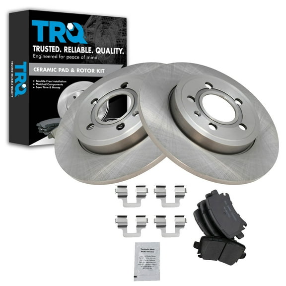 TRQ Rear Brake Pad & Rotor Kit Brake Pads Brake Rotor Ceramic Fits Select 2006-2009 Audi A4 A4 Quattro