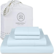 Threadmill Home Linen 3-Piece 600 Thread Count Sateen Weave Bed Sheet Set, Twin, Blue