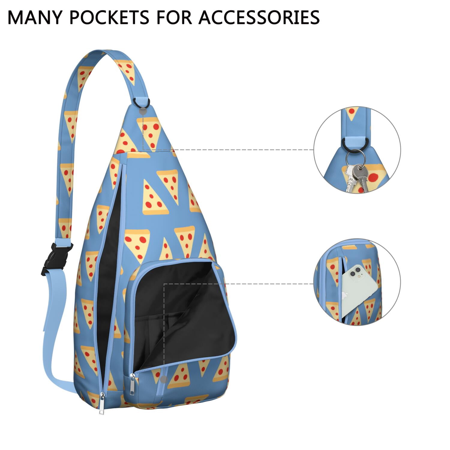Funny Pizza Lover Chest Bag - Kawaii Foodie Sling Bag with Delicious Pizza Print, Lightweight Water-resistant Fanny Pack for Pizza Party & Daily Use (Women & Men)"