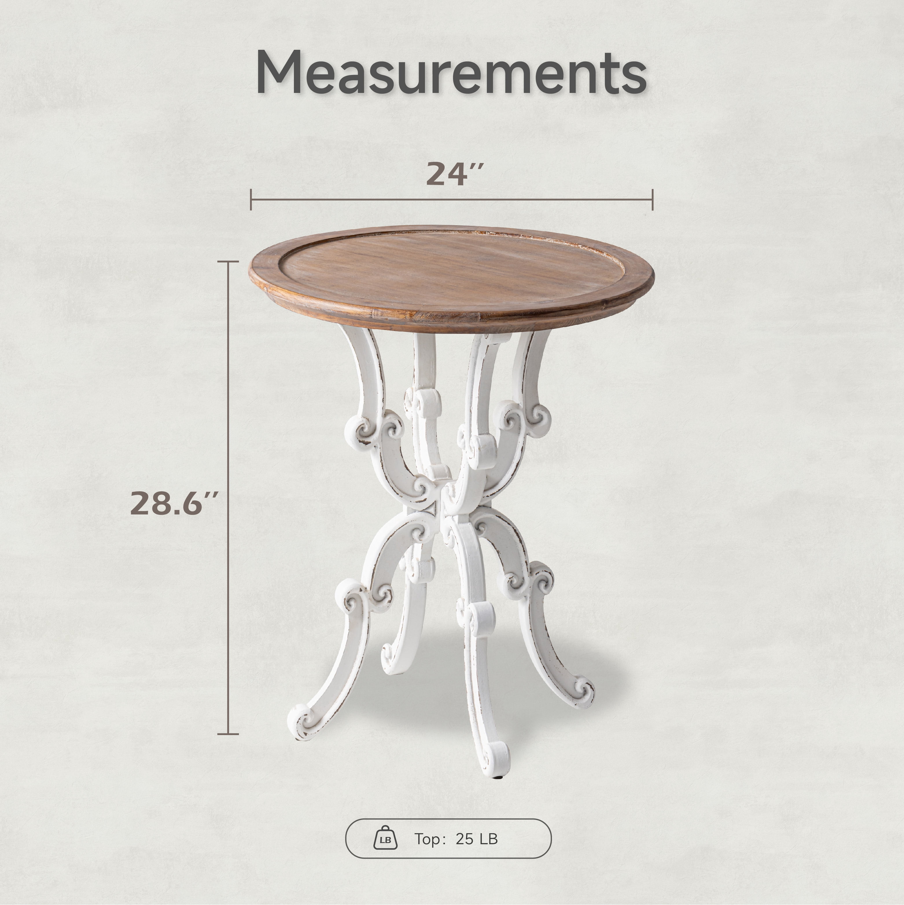 COZAYH Rustic Farmhouse End Table, Natural Top Side Table for Family, Dinning or Living Room, Handcrafted Finish, Modern, White