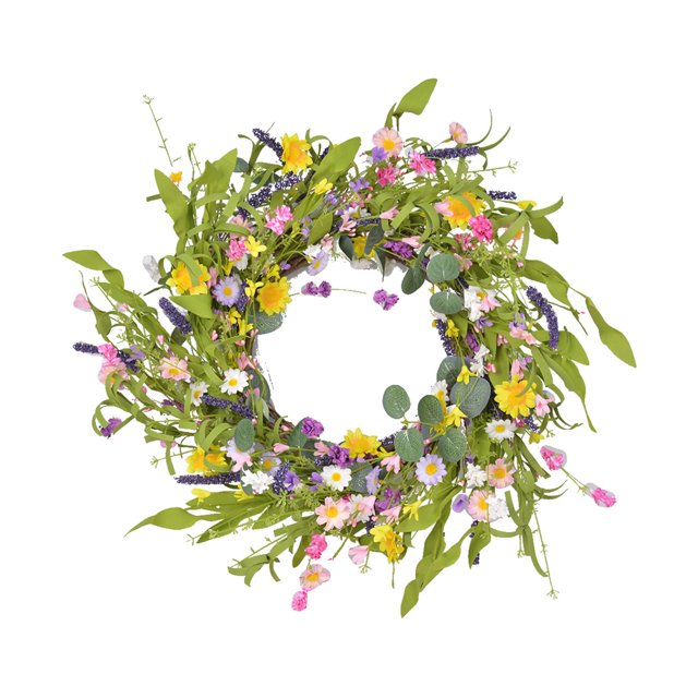 Guirnalda de puerta de 60cm, guirnalda artificiales, guirnalda de lavanda Margarita de Primavera de verano, coronas de falsas, Sunnimix Corona de primavera