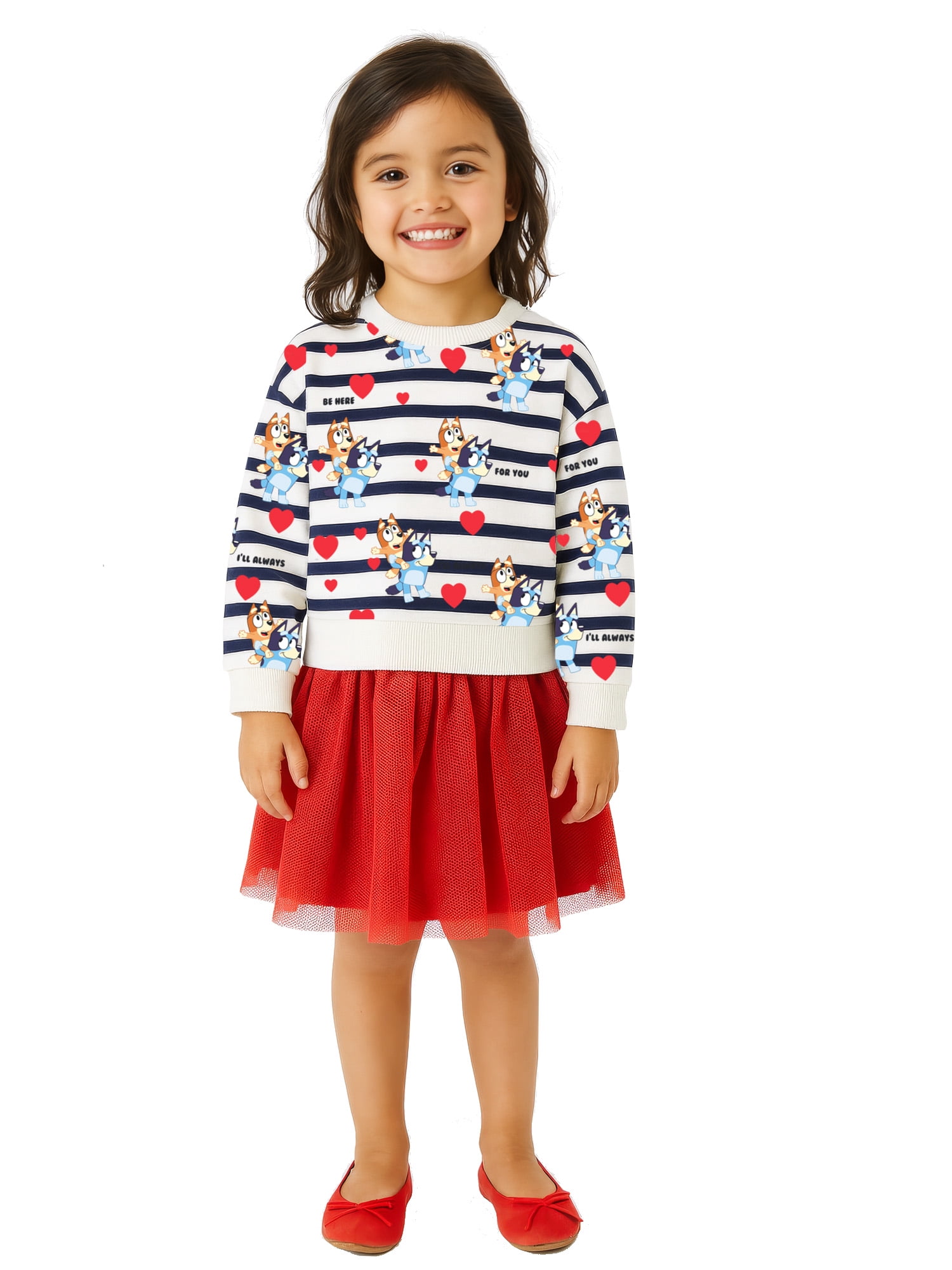 Bluey Stripe Girls Sweatshirt Tutu Dress, Sizes 4-12