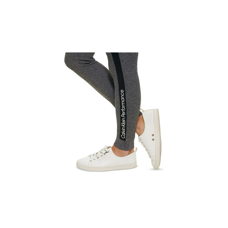 Calvin Klein Womens Gray Stretch Textured Thermal Drawstring Waist High  Waist Leggings m 