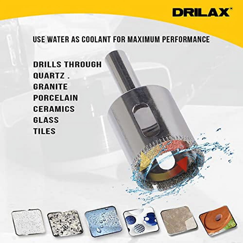DRILAX Dust Diamond Hole Saw Drill Bit 3 Pcs Set 1/2 inch -3/4 inch - 1 inch Granite Glass Tile - for Ceramic Tile Marble Rock Porcelain in