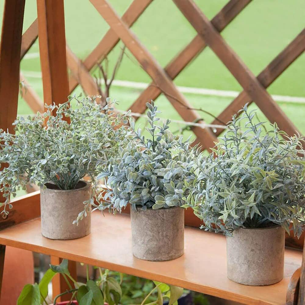 Mini Potted Artificial Eucalyptus Plants Farmhouse Bathroom Decorations