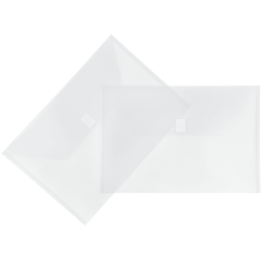 JAM Plastic Hook and Loop Envelopes, 9.8" x 14.5", 12 Per Pack, Clear