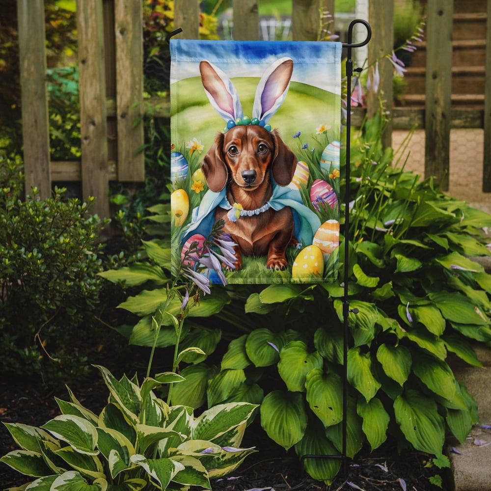 Dachshund Easter Egg Hunt Garden Flag 11.25 in x 15.5 in
