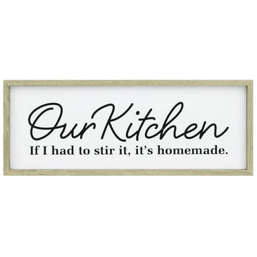 Mainstays 15.5" Our Kitchen Block Tabletop Sign, Beige and Black