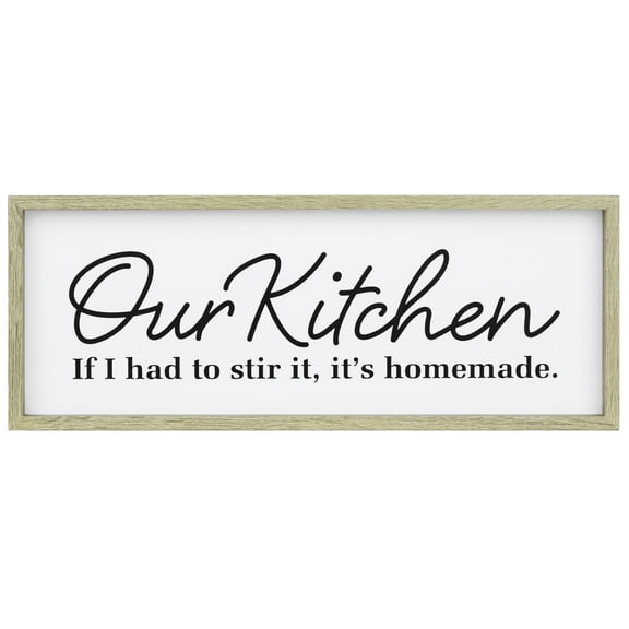 Mainstays 15.5" Our Kitchen Block Tabletop Sign, Beige and Black