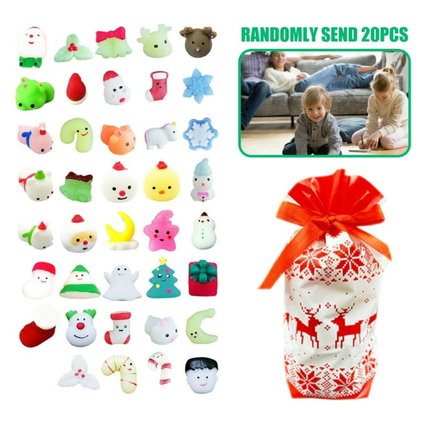 RELAX 20 Pzas Mochi Squishy Toys Mini Stress Relieve Toys Mini Animal Squishies Toys Pinch Toys para Niños Favores de Fiesta Bolsa de Regalo de Navidad