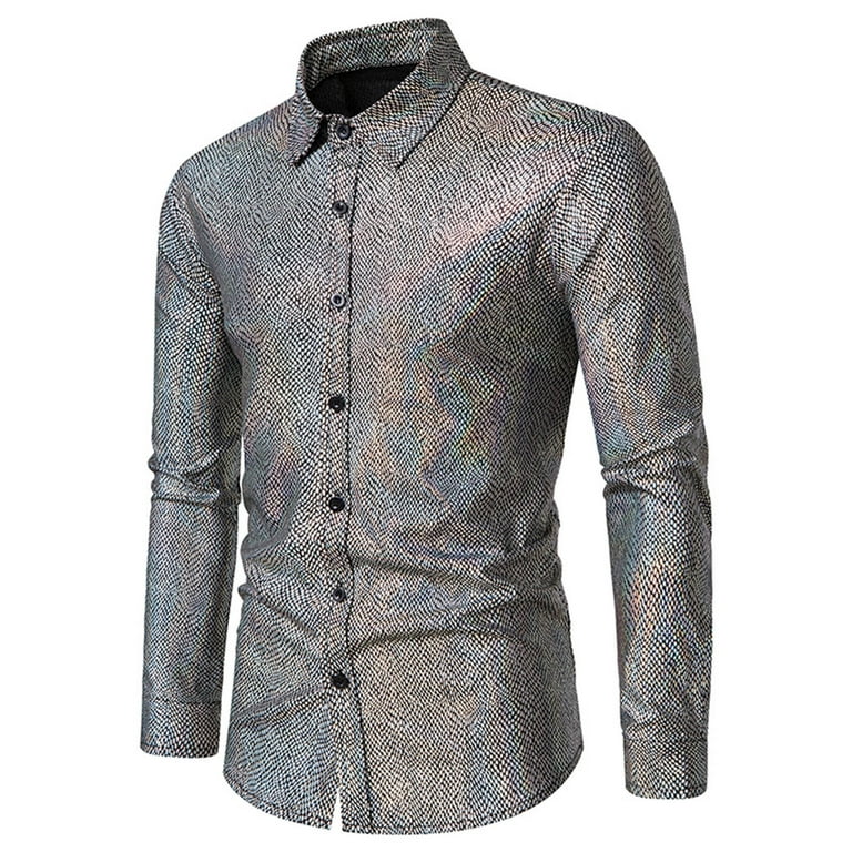 pin collar long sleeve dress shirts for men Aimik Hanes Men's Long Sleeve Dress Shirt Regular Fit Button Down Shirts with Collar Pin Inner Contrast Color Shirt Stretch Satin/Jacquard Shirt for