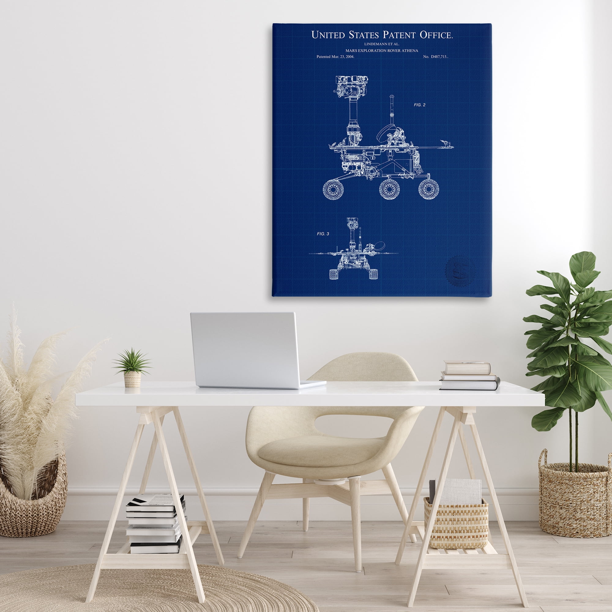 Stupell Industries Mars Exploration Blueprint Transportation Painting Gallery Wrapped Canvas Art Print Wall Art, 36 x 48