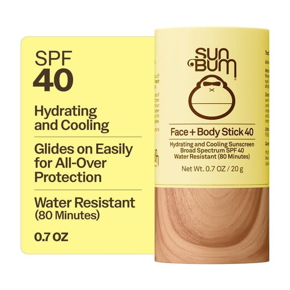 Sun Bum Original Face & Body Stick, Hydrating & Cooling Sunscreen, SPF 40, 0.7 oz