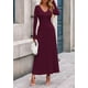 thumbnail image 2 of Vestido Largo de Mujer PRETTYGARDEN Burdeos de Punto Acanalado Talla L, 2 of 8