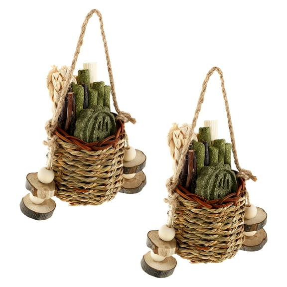 Interactive Bunny Chew Toy Bite Resistant Rabbit Enrichment Toy with Hay Cube Hay Stick Wood Stick and More for Small Pet Hamster Chinchilla