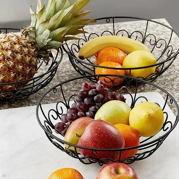 Cesta de Alambre para Colgar Frutas, Cesta de Hierro para Frutas de 3 Niveles, Frutero de Cocina, Cesta para Almacenar Frutas y Verduras