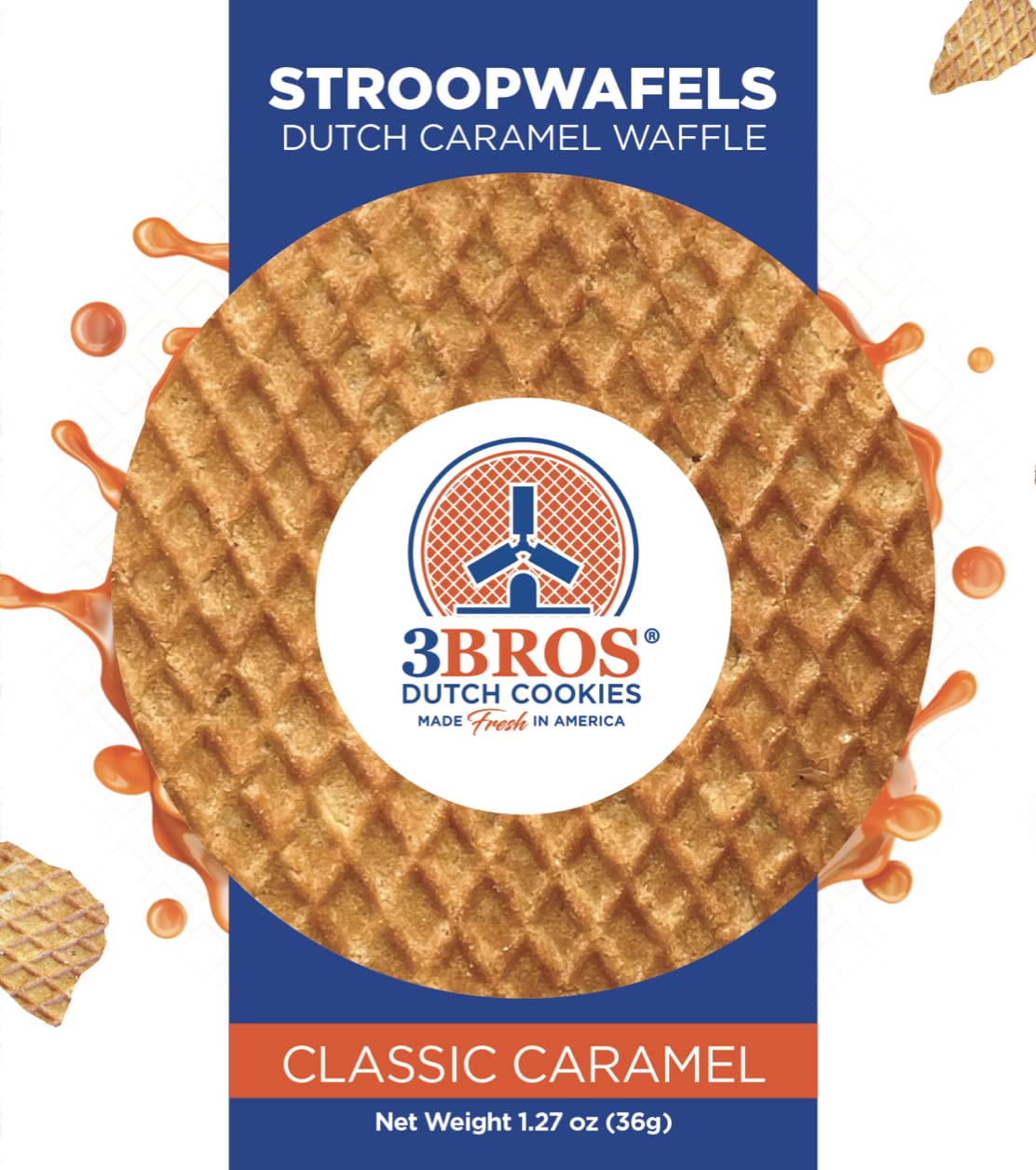3Bros Wafels Dutch Caramel Stroopwafels, 20 packs| Original Recipe with Real Butter | Individually Wrapped