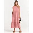 thumbnail image 4 of ANRABESS Women Summer Casual Sleeveless Crewneck Sundress Aline Flowy Tiered Maxi Long Beach Dress Vacation Outfits SmallPink, 4 of 12