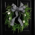 thumbnail image 5 of Leojiow 17.71" Minimalist Style With Leaves And Bows For Front Door Porch Window Green For Home Farmhouse Summer Fall All Seasons 45Cm Utility, 5 of 7