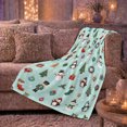 thumbnail image 6 of Playful Festive Characters Light Teal Holiday Pattern Cheerful, Festive Holiday Scene, Warm Flannel Blanket for Living Room and Reading Nook, Art Lovers Christmas Gift, Festive Home Decor, 6 of 9